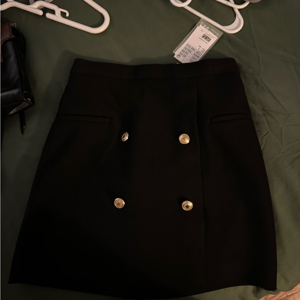 H&M Black Skirt with Gold Buttons